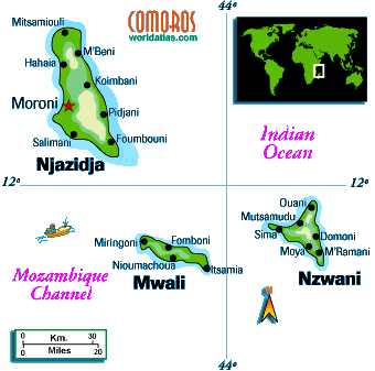 [Country map of Comoros]