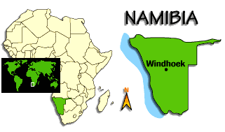[Country map of Namibia]